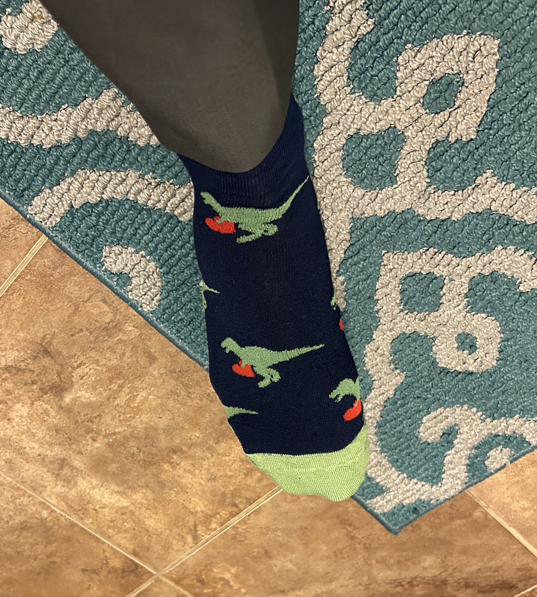 Seemed like the appropriate socks to wear today #valentinesday Dinos need love too 🦖