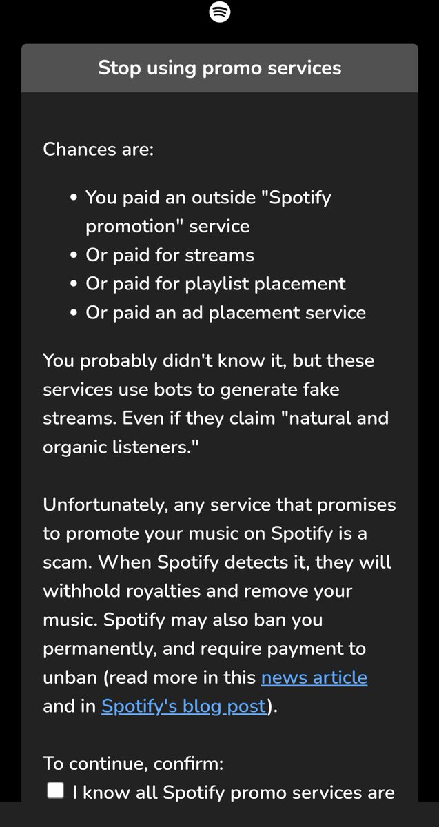 yellgnatz's tweet photo. A couple months ago, one of my songs suddenly got thousands of plays and after some research, I saw that one of those botting companies added it to their playlist. Now my whole album is taken down. Music is kinda a joke at this point... https://t.co/8V50z3HCOt