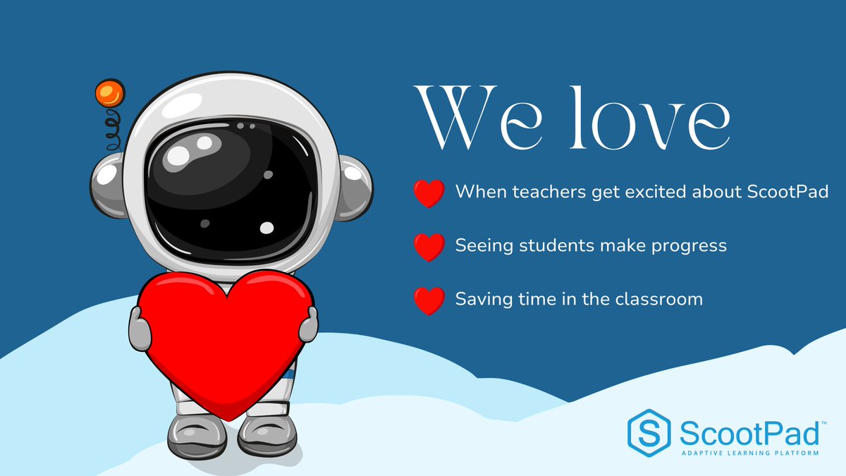 Happy Valentine's Day from the ScootPad team!
#ValentinesDay2024 #adaptivelearning #differentiatedinstruction