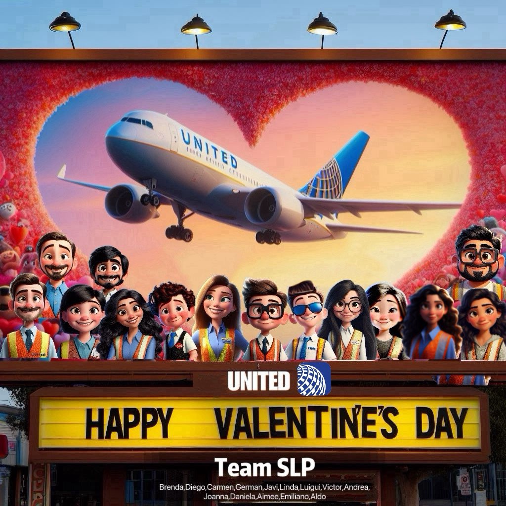 Happy Valentines Day 💙 to my coworkers. Thanks for coming in my life, and making it special forever ✈️ #teamSLP #BeingUnited #SanValentin @united @brendaybarra