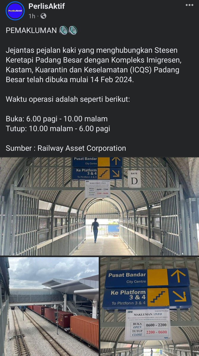 maxzchua's tweet photo. AKHIRNYA... Jejantas Stsn Keretapi Padang Besar - ICQS dh dibukak. 

Thanks for make it viral! 🙌🏻
#KuasaRakyat https://t.co/eqdQRUHe8i