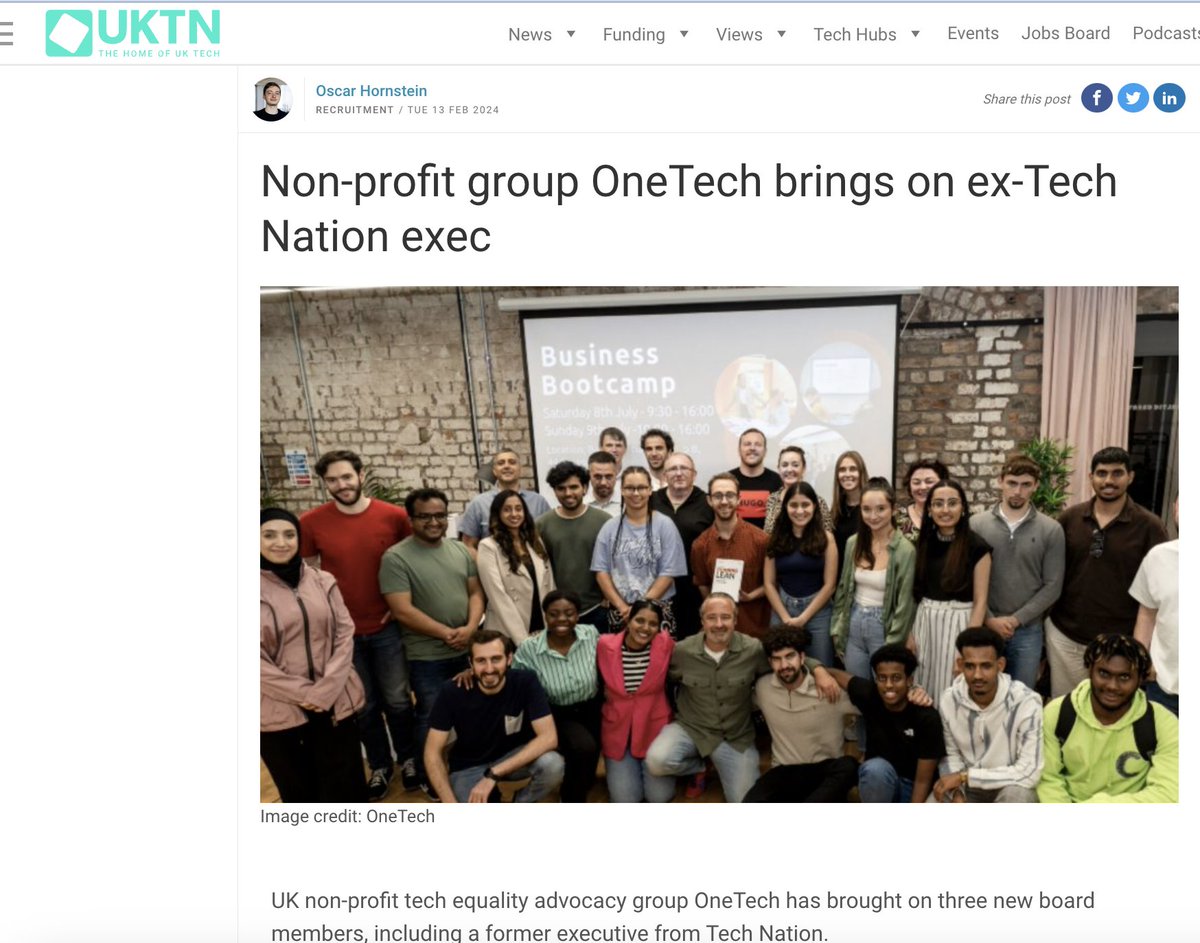 We are excited to announce that MB Christie, Elizabeth Scott MBE, Ashley Williams are joining the board of OneTech! Read more here: uktech.news/recruitment/on…