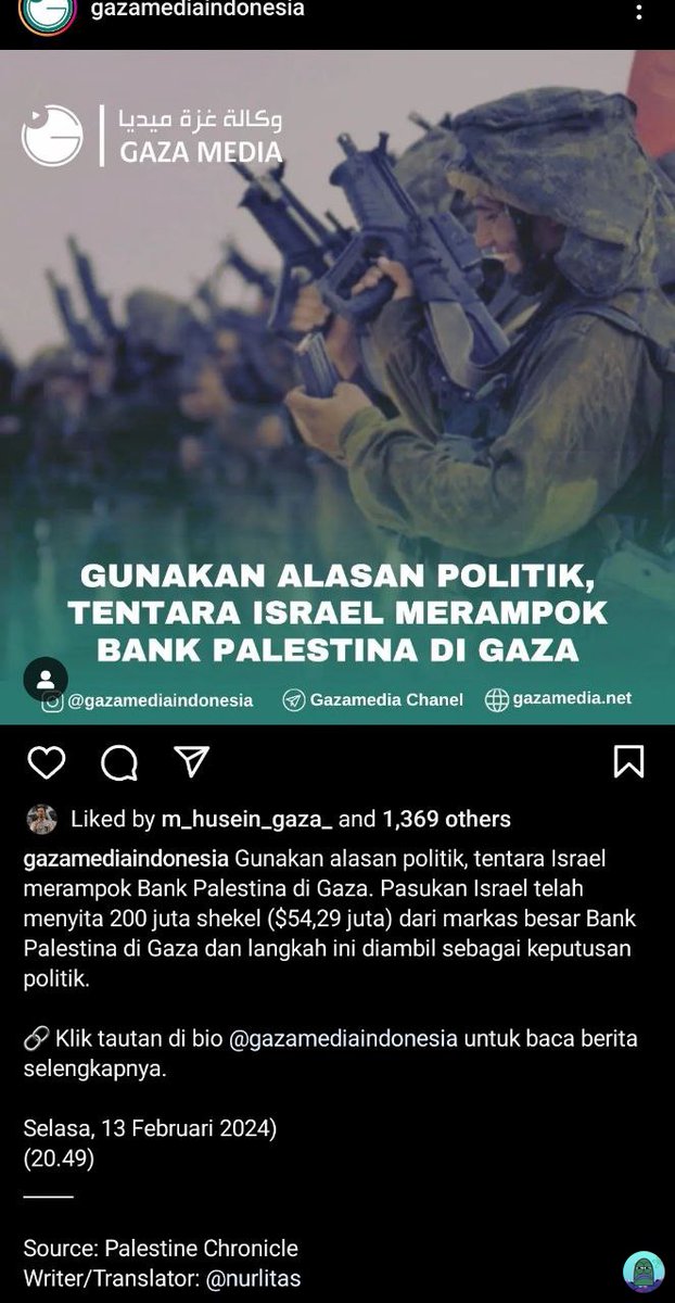 💚 ISRAHELL MERAMPOK 200 JUTA SHEKEL DARI BANK PALESTIN4 DI GAZ4 DENGAN ALASAN P0LITIK. SEMUA MUANYA AJA DIRAMPOK, SICK!! 👎👎 

PLS DON'T STOP TALKING ABOUT 🍉 
FREE P4LESTINE!!