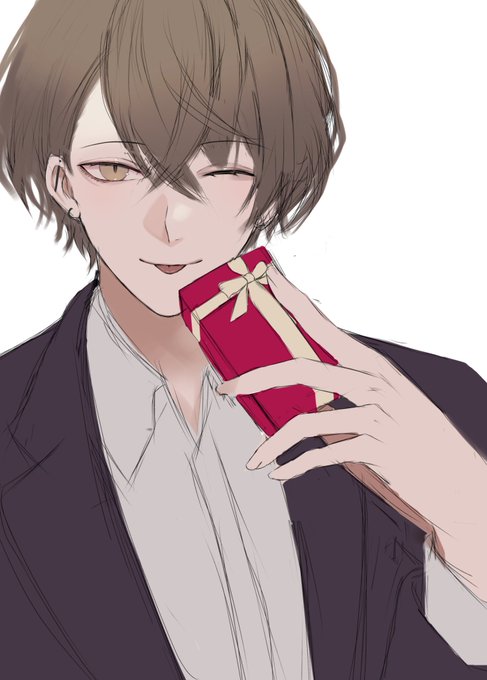 「brown hair holding gift」 illustration images(Latest)