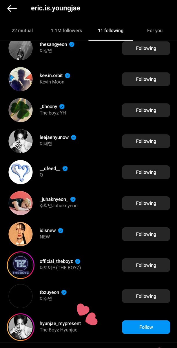 deobimom's tweet photo. I go to check eric's page and see he now has 11 following HQHAH I THOUGHT IT WAS SUNWOO AND CHECKED THERE WERE TWO HYUNJAE'S HAHAHQHA 

Eric a mirae?? 😂 https://t.co/vLWMAZgieD