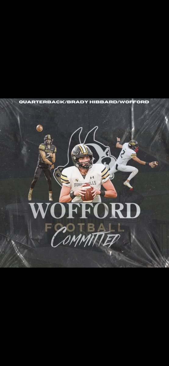Excited to announce that after a great talk and visit with @WatsonShawn1 @Crocker_5 I have accepted an offer to play at @Wofford_FB. Thanks @CoachKendallFH @CoachDeese @ForestHillsFBNC