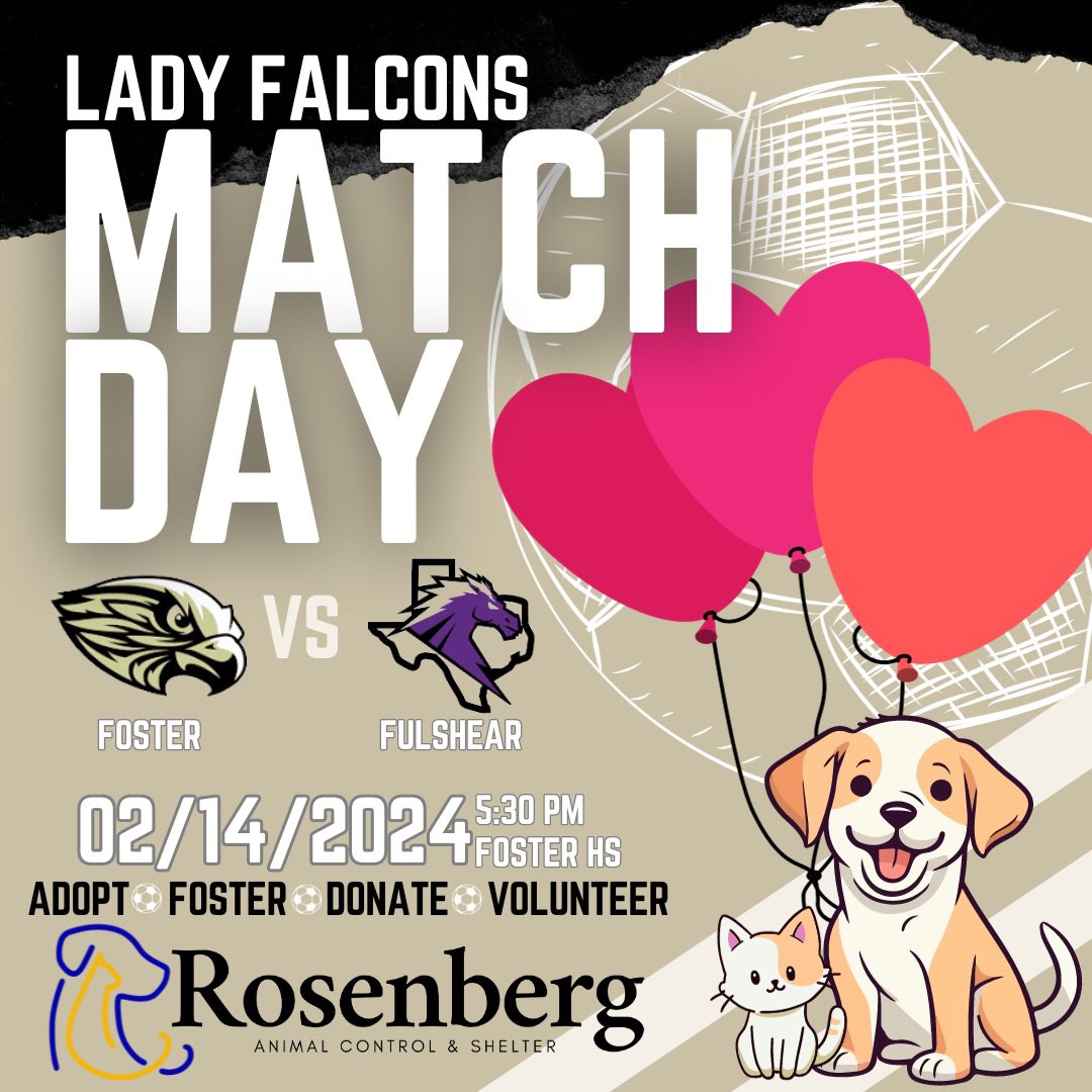 It’s all L💗VE tonight at the Foster vs Fulshear soccer game! Bring a date and enjoy some great soccer and maybe leave with an adorable dog!!🐶💛⚽️🖤#ptn WWWT #puppylove