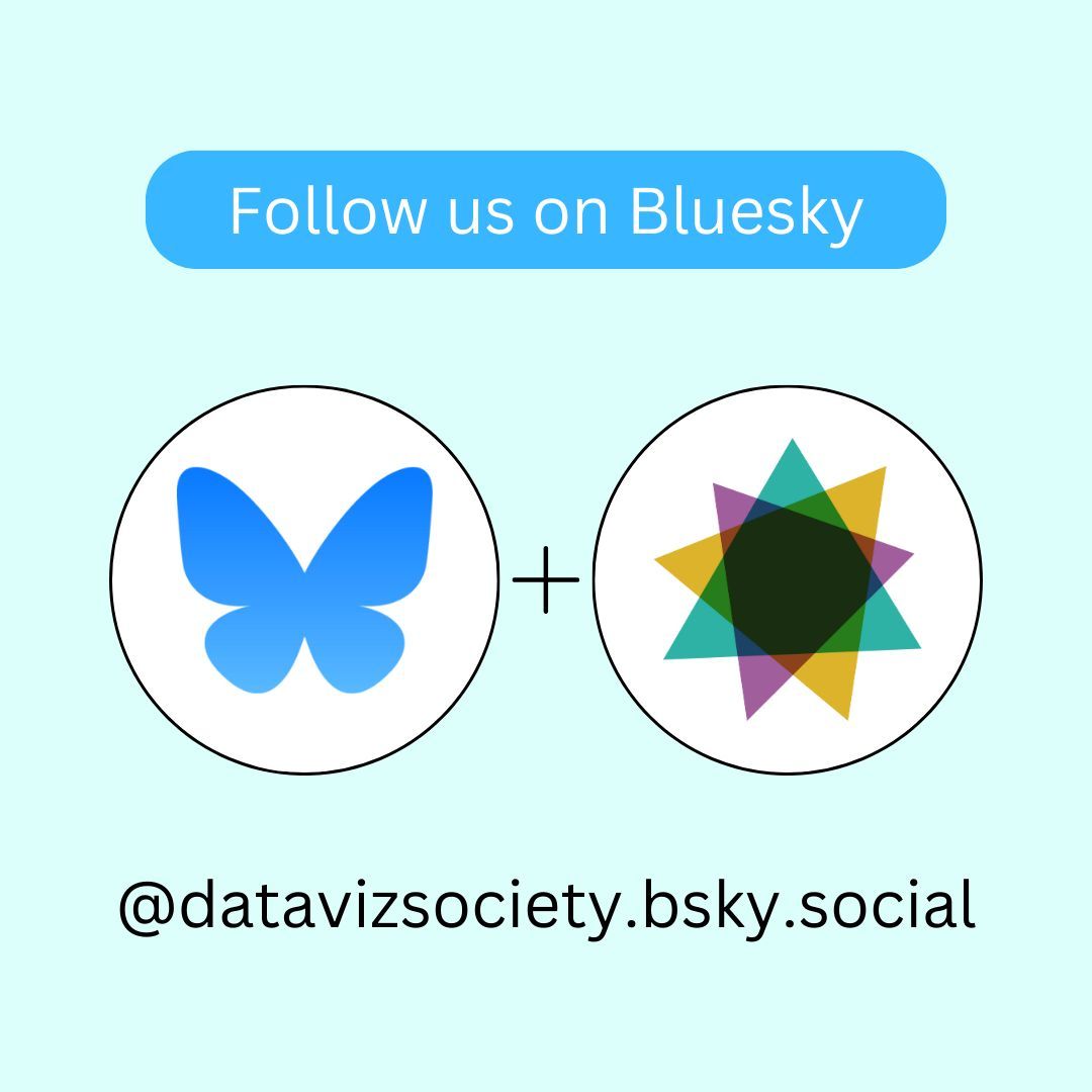 You can now find us on Bluesky! We'll start sharing updates on the platform—follow us to receive the latest DVS updates!

Our account is: datavizsociety.bsky.social

Visit our Bluesky profile: buff.ly/3SFP7nd