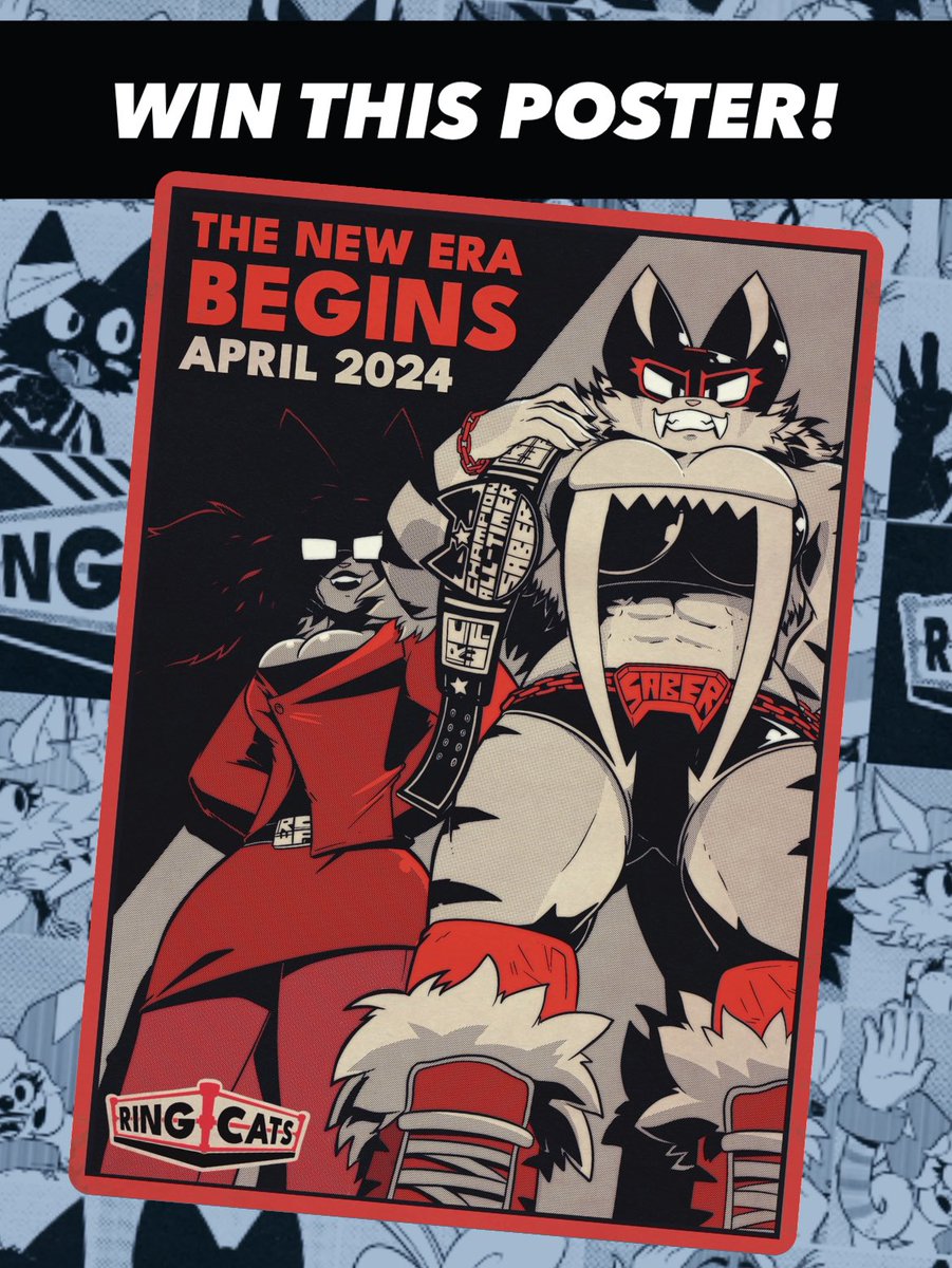 RoboticSteve's tweet image. WIN a Ring Cats POSTER!
(Approx 11.7” x 16.5”)

10 to be won

To enter:

• Follow @RoboticSteve &amp;amp; @RingCats
• RT &amp;amp; Like this post

For a BONUS CHANCE:

• Ask Bunnie &amp;amp; Gunner a question at the Ring Cats account, or reply here with the Ring Cats character you’re cheering on!