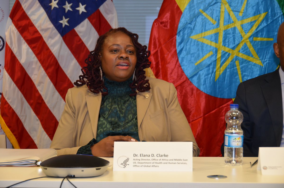 .<a href="/HHS_Global/">Office of Global Affairs, HHS</a>'s @DredClarke and I joined <a href="/USEmbassyAddis/">U.S. Embassy Addis</a> Ambassador Erv Massinga and Acting PEPFAR Coordinator Benjamin Kasdan for an Interagency Health Working Group Townhall with personnel working on #PEPFAR, #GlobalHealthSecurity and <a href="/PMIgov/">U.S. President's Malaria Initiative (PMI)</a> to discuss disease response in