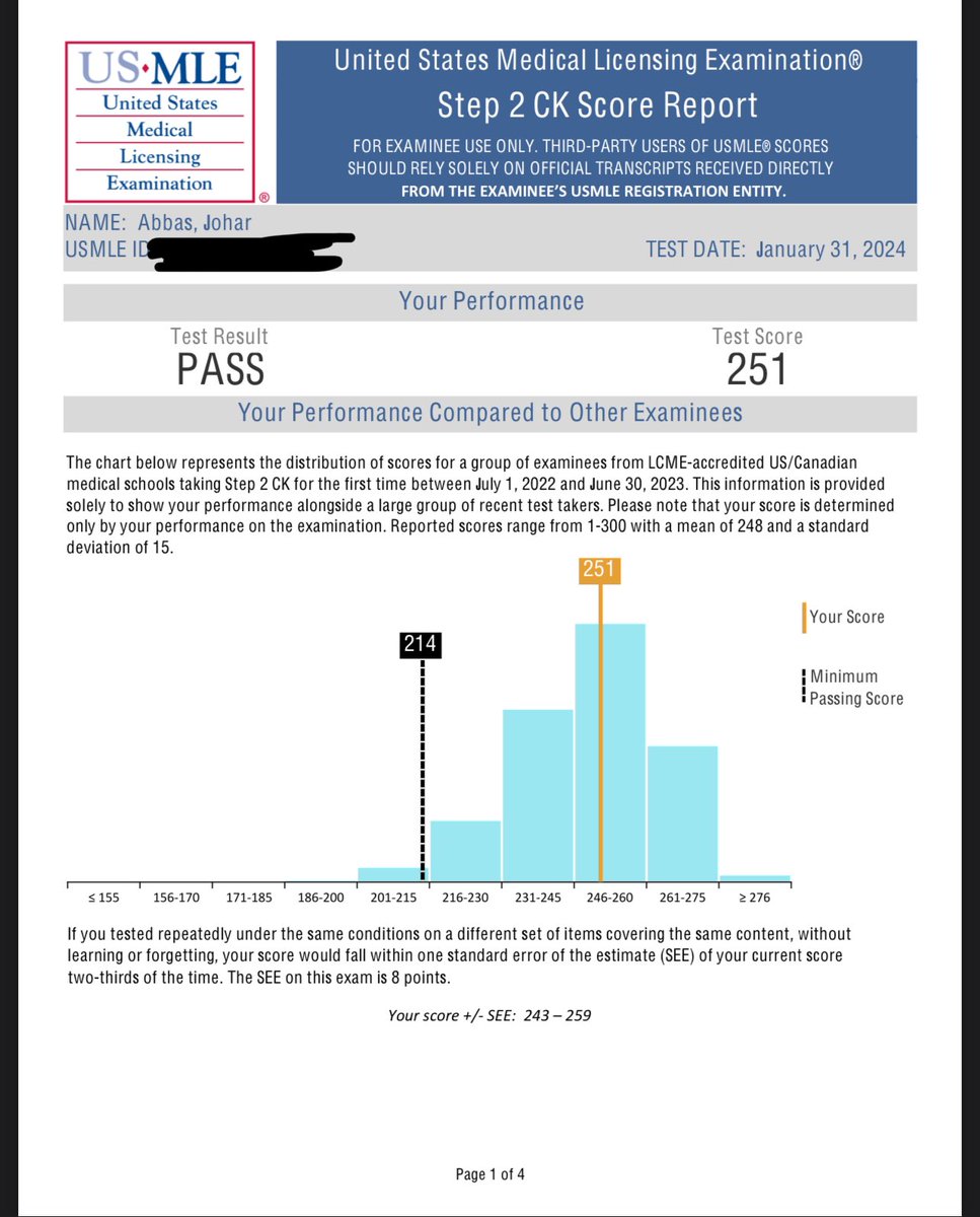 This journey of Step 2 CK was very much tough for me. From the death of my mother during preparation phase to Panic Attacks in dedicated phase. But
thanks to Allah Almighty for this great success. I never expected this. 
Thanks to Allah.
One more down.
#USMLE 
#Step2ck