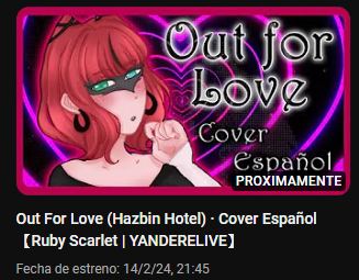 RubyScarletVT's tweet photo. ¡Feliz día de San Valentín! ❤️‍🩹

Ya está programado el cover especial 😳 y luego tendremos un directo muy muy especial también celebrando San Valentín 🤭

Sala de espera del cover:
https://t.co/0tpbyPBRfb

#VTuberES #VTuberUprising #HazbinHotel https://t.co/oryQb8wA7v