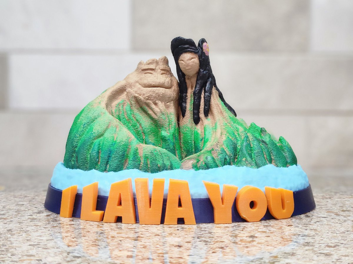 DesignFlaw06's tweet photo. Printed and painted this for my wife on Valentine's Day. @Randomizy3D Uke &amp; Lele. The Pixar short it is designed from has a special meaning in our house. Printed on the @Prusa3D MK3 w/ MMU3. https://t.co/cwgwy9cMg6