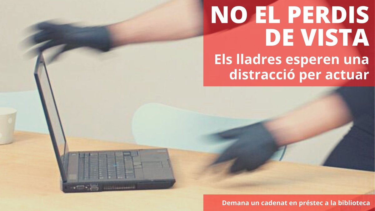 BibliotecaBCUM's tweet photo. Estudieu sense ensurts, vigileu les vostres pertinences. Recordeu que disposem de cadenats en préstec. Demaneu-los al taulell. #bcum #bibliotecabcum #bibliotequesupc https://t.co/KcRXEHpdmu