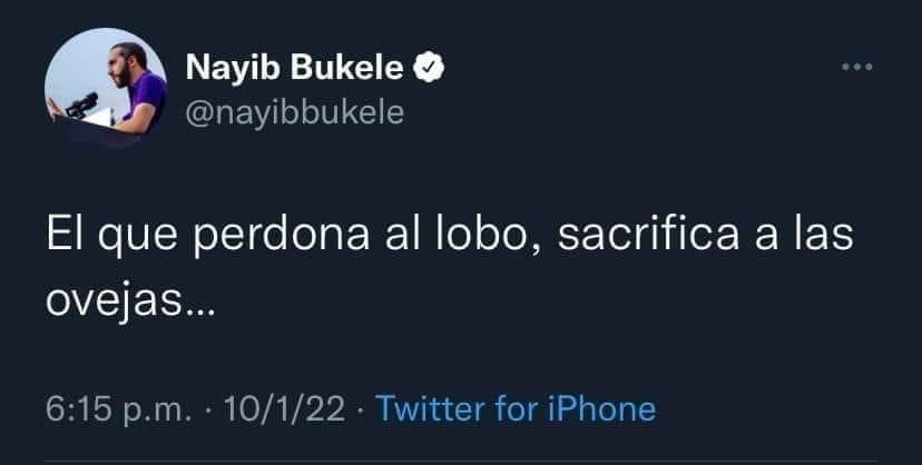 JotaPeHernandez's tweet photo. Un Bukele colombiano, nunca podrá ser un tibio que un día ataca al tirano y al otro día está haciéndole regalos. 

Nunca he visto a Bukele haciéndole regalos a los tiranos que le han causado daño a El Salvador. 

“El que perdona el lobo, sacrifica las ovejas” https://t.co/THeNw6Tjq9