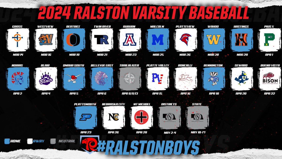 We’re one month away from first pitch!!Here’s the schedule for your Ralston Rams!!

#RalstonBoys