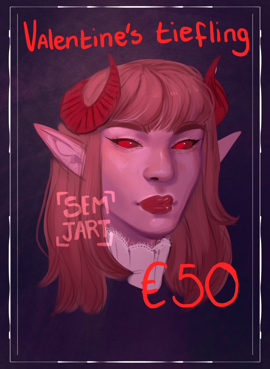 🩷Facelaims 🩷 Putting out a set of pink tiefling face adopts for Valentine’s Day! 50€ per tiefling, 80€ for both 🙏 Please shoot me a DM or email me at semmyjansen.art@gmail.com if interested! I’ll keep track of the availability in the replies.