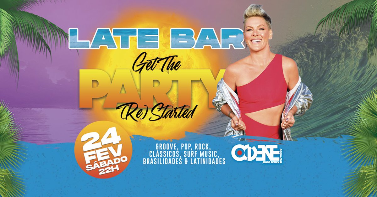 ATENÇÃO: vamos interromper nossas férias pra festa rolar!
GET THE PARTY STARTED !
Antecipados PROMOCIONAIS: bit.ly/lbgetparty
LATE BAR
sábado, 24/02 - 22:00
OCIDENTE
Rua João Telles esquina Osvaldo Aranha
