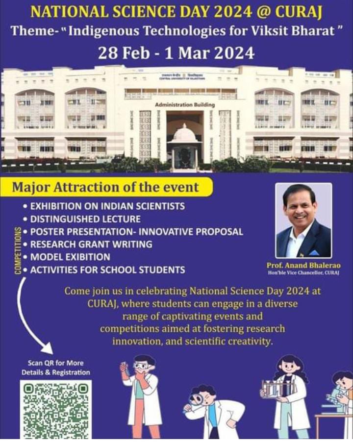 CURajasthan's tweet photo. #Science #scienceday #nationalscienceday #Innovation #viksitbharat #technology @MinistryofST @rashtrapatibhvn @KalrajMishra @AmitShah @ombirlakota https://t.co/UisEkigzS0