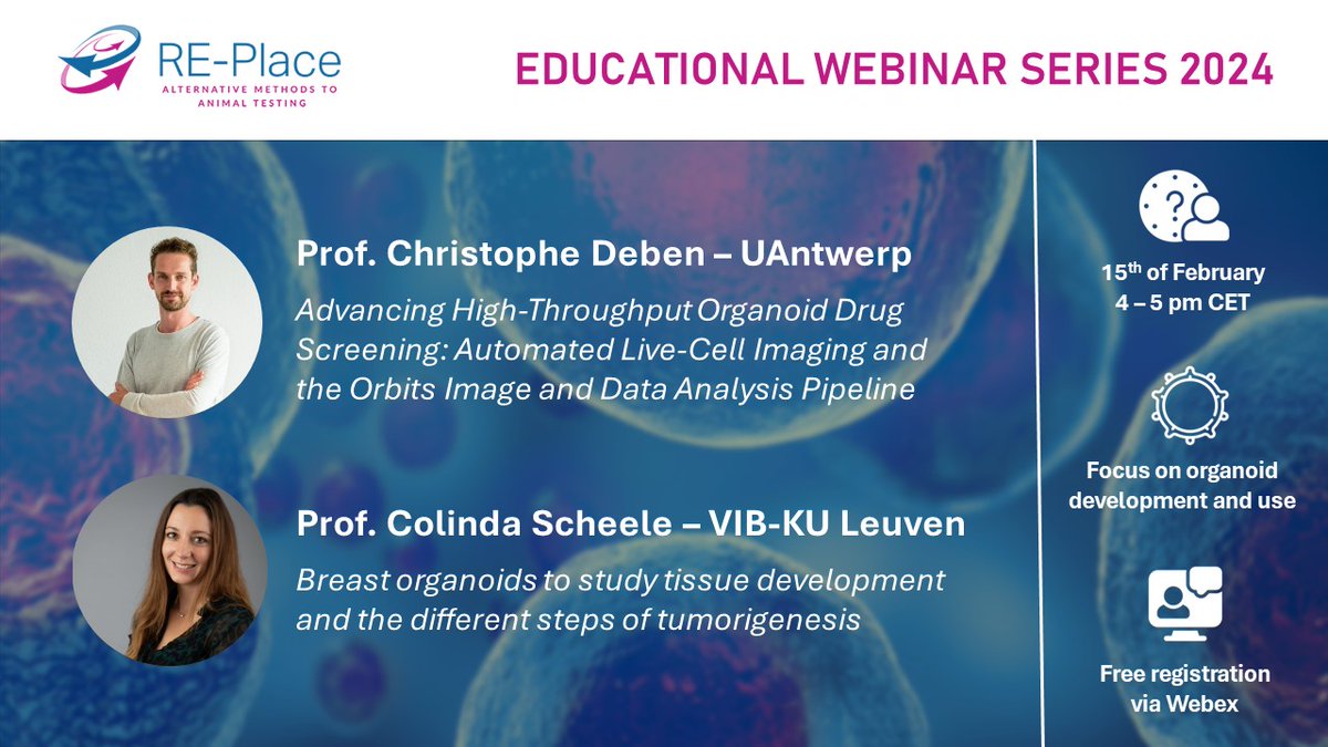 Don't forget to register for our free #educational #webinar on #organoids tomorrow, the 15th of February from 16h to 17 CET 👇

lnkd.in/e3XHCZ8W

📃 The webinars are #accredited, certificates of attendance will be available upon request

#invitro #3D #NAMs #drugscreening