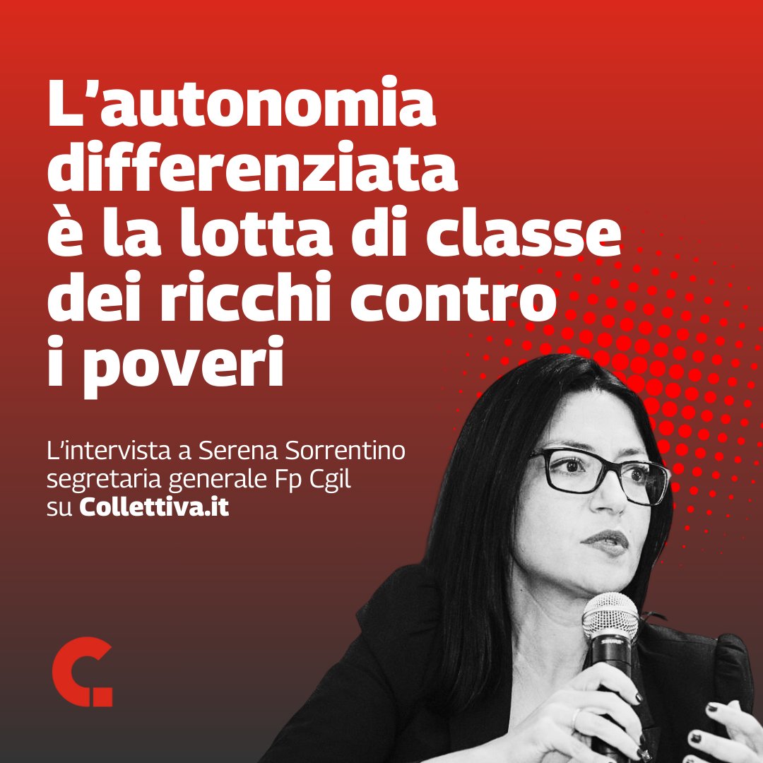 🟥 #AutonomiaDifferenziata #Sanità e #welfare residuale: spesa spostata sul privato. Questo l’effetto del #decretoCalderoli. Ne parliamo con Serena Sorrentino, segretaria generale @FpCgilNazionale @sorrentinoser L’intervista integrale ➡️ collettiva.it/copertine/welf…