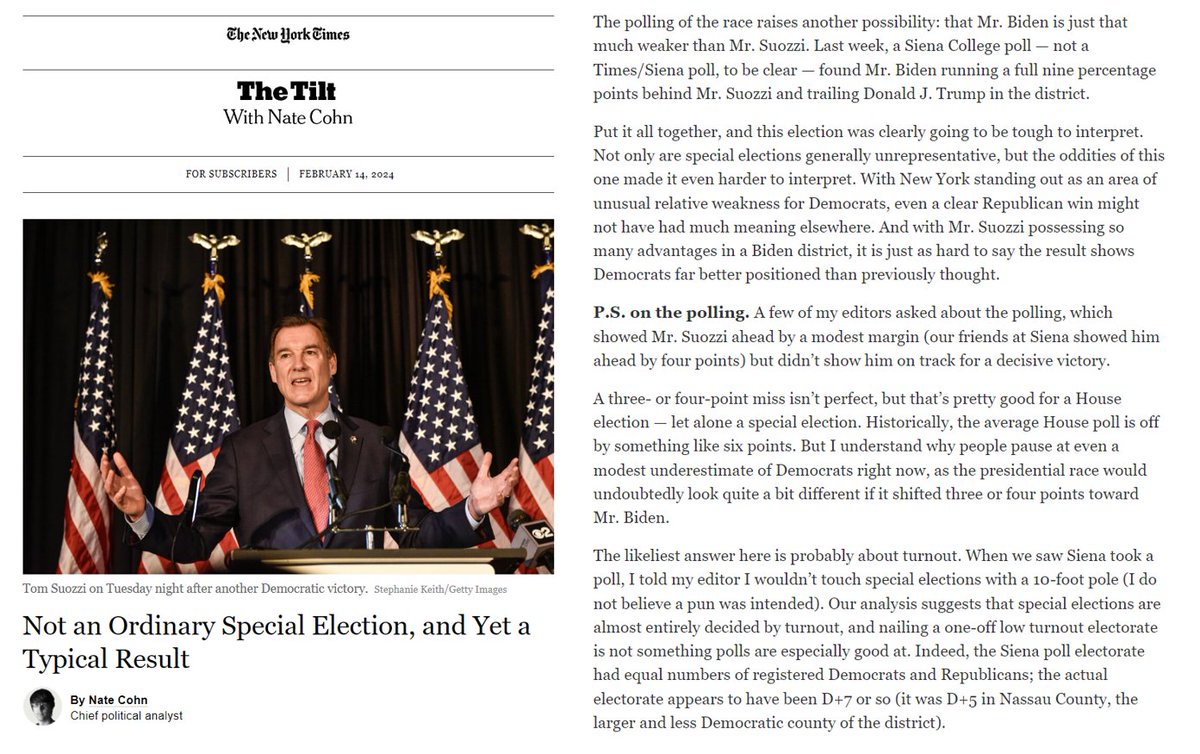 Looking for insight on Special Elections (especially NY-03) and the polling behind them? @Nate_Cohn with the @nytimes gives some insight and discusses the recent @Newsday / @SienaResearch poll.