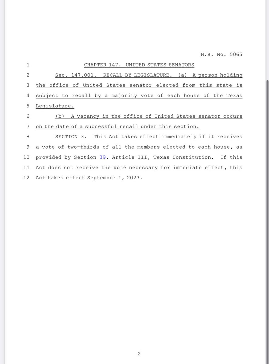 States should be able to RECALL THEIR U.S. SENATORS when they go rogue, and I’ll discuss my bill to do that in Texas on @KSEV700 with @CSalcedoShow at 8am. Tune in or listen online 👉 ksevradio.com Read the bill! 👇 #txlege