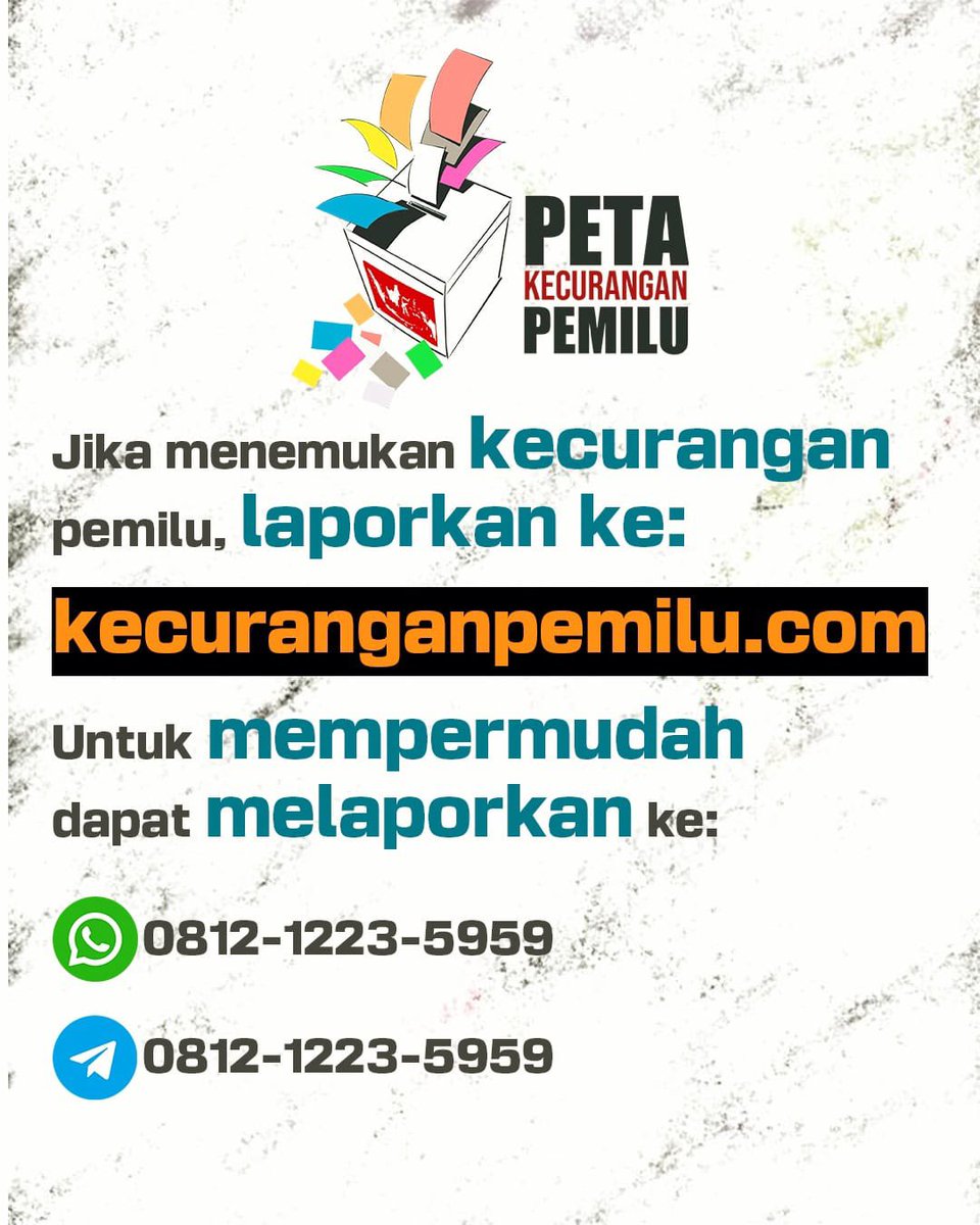 DrEvaChaniago's tweet photo. PERHATIAN KEPADA SELURUH PENDUKUNG AMIN DI SELURUH INDONESIA

Saat ini adalah masanya perhitungan suara.

Maka, saat ini adalah fasenya PERMAINAN PSIKOLOGI

Mereka dengan segala metode, berusaha untuk menjatuhkan mental pendukung 01 dengan permainan metode data quickcount, karena ketika pendukung 01 tidak semangat, maka akan berkurang semangat mengawal suara. 

Dan ketika pengawalan suara tidak ketat, maka disitulah potensi kecurangan. 

Salah satunya adalah dengan quickcount, sama halnya dengan survey bayaran.

Selain itu, dengan quickcount yang beredar, juga akan seolah-olah memvalidasi data dan merekayasa kondisi. 

Sehingga, bila ternyata 01 yang menang sedangkan hasil data quickcount berbanding terbalik, maka pihak lawan akan punya dasar untuk menuduh 01 curang.

Oleh karena itu, masih ada tugas kita sebagai pendukung 01 yaitu:

1. Fokus Pada Hasil Quickcount TIMNAS AMIN

Sebab, quickcount yang beredar kemungkinan besar disetting dengan berbagai metode agar seolah-olah 01 tidak menang. 

Bisa saja pakai metode seperti data-data 01 diinput belakangan, sehingga terlihat 01 tidak menang.

2. Fokus Viralkan Data-Data Kemenangan AMIN dari Berbagai Daerah

Ini dilakukan agar menyangkal quickcount yang beredar, sekaligus menjaga semangat pendukung dan pemilih 01 untuk terus mengawal suara.

3. Fokus Viralkan Segala Bentuk Kecurangan dari Berbagai Daerah

Ini dilakukan untuk melawan “Phsycology War” dan agar ketika ternyata hasil akhirnya adalah 01 menang dan berbanding terbalik dengan quickcount juga survey bayaran, maka ketika pihak lawan menuduh 01 curang, maka masyarakat akan mengerti siapa yang curang sebenarnya.

Hal ini bisa kita lakukan untuk membantu mengawal suara sampai akhir.

---------------------
*Bagikan ke seluruh pendukung AMIN di Seluruh Indonesia untuk Membantu TIMNAS AMIN*

#01AMINwinElection

LAWAN Kecurangan.!

Laporkan setiap kecurangan Pilpres dan Pileg melalui website ini :
*https://t.co/KEGTCSAJCn*

📍Untuk kemudahan, kontak ke WA/Telegram :
*0812-1223-5959* 

➡️ Mohon disebarkan seluas-luasnya. Tks