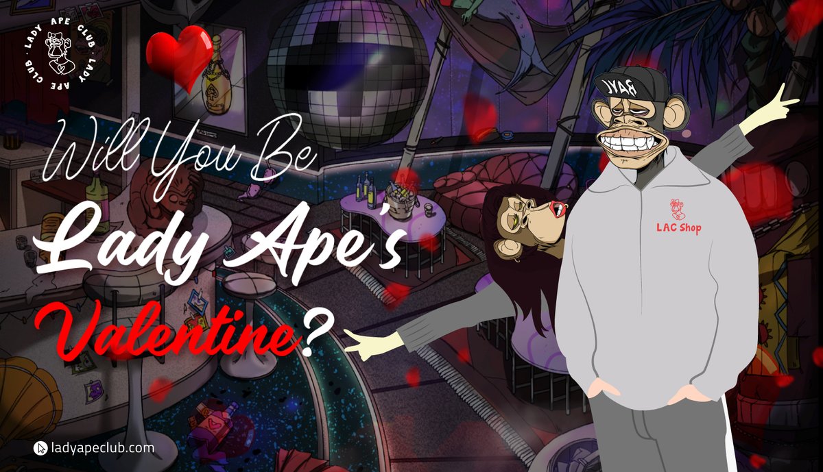 ladyapeclub's tweet photo. 🥰 Ready to swing into Valentine's Day with Lady Ape?
❤️🔥 Snag her funky NFTs or rock a custom tee from the #LAC Shop to spread the love with a twist!
🛍 Hurry! Visit #LACShop now: https://t.co/mjBfvu0zhC
#LadyApeClub #ValentineDay #nftcollector #NFTCollection #NFTs #NFTcommunity #Web3 #tokens #NFTartist
