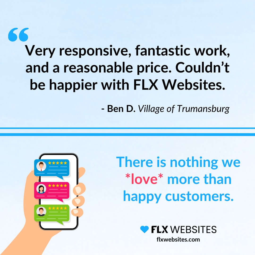 FLX Websites prides ourselves on the care and attention we put into each one of our client relationships... you could say we're the relationship type. Check out the nice things our customers have said about FLX Websites. We'd 💙 to add you to this list: hubs.ly/Q02kBKVd0
