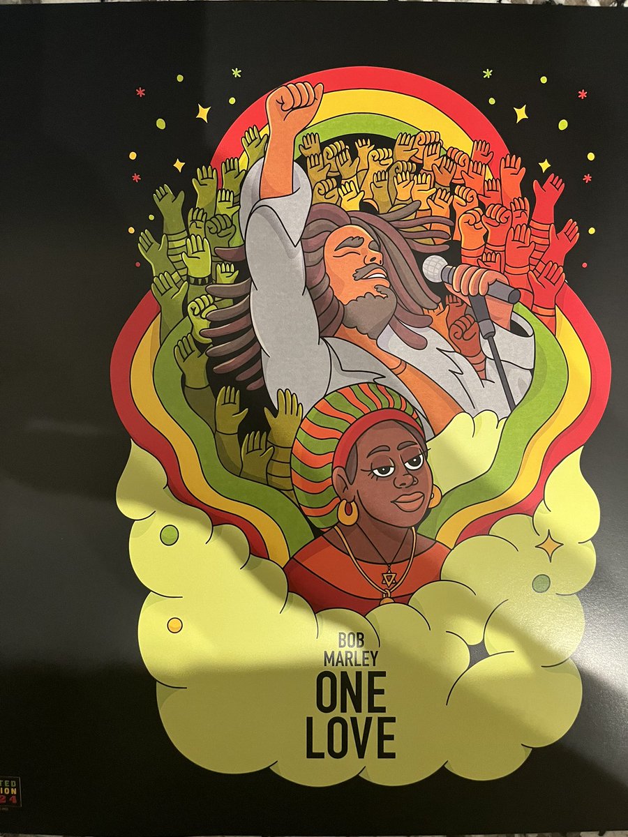 AbelCepeda6's tweet photo. Got some posters last night for the Bob Marley movie, very happy. Been looking forward to see it since the first trailer came out, can’t wait to watch it this week. #OneLoveMovie #BobMarleyMovie https://t.co/VAmymSuZBk