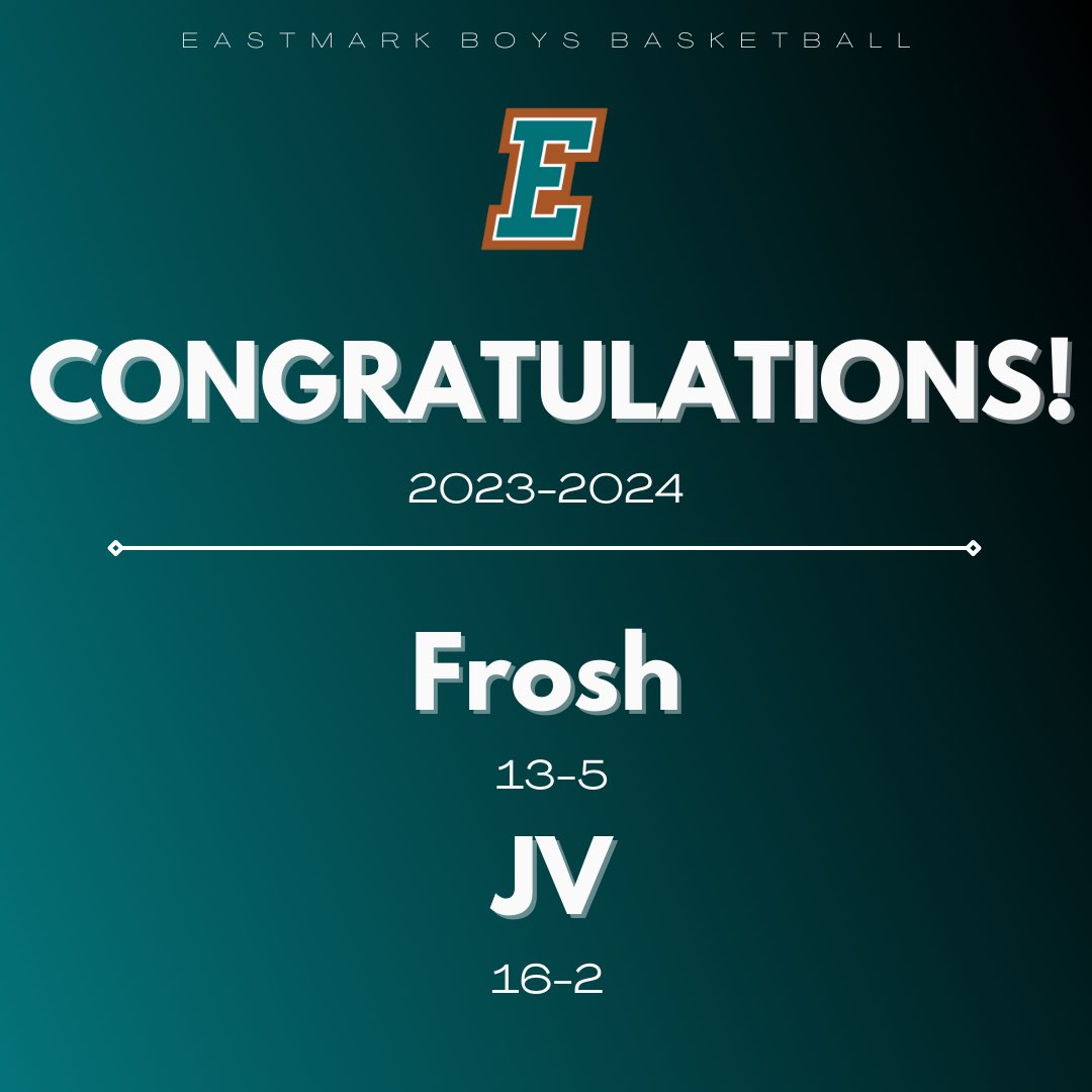 EastmarkBBBALL's tweet photo. Shoutout to our Frosh and JV teams who both came out of the 2023-2024 season with AMAZING records!

Can’t wait for next season! https://t.co/g3DElmhjFl