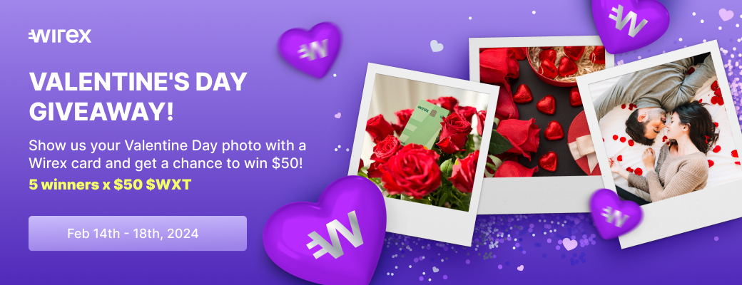 wirexapp's tweet photo. ❤️ Valentine's Giveaway Time! ❤️

Win $50 in $WXT by showing us how you and your Wirex card are celebrating.

To enter:
1️⃣ Follow @wirexapp
2️⃣ Like &amp; RT
3️⃣ Comment with a Valentine's Day pic featuring your Wirex card

We're picking 5 lucky winners! Good luck. 💕 https://t.co/j6fxStee8S