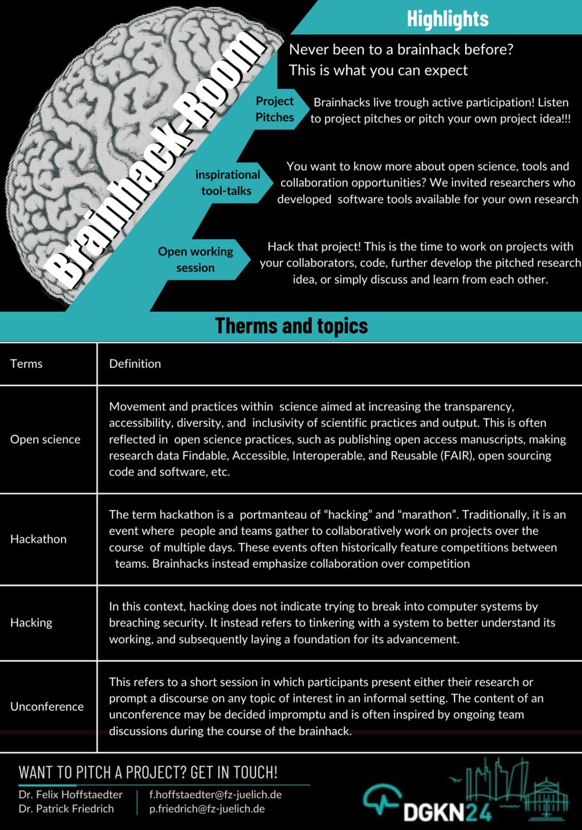 #DGKN24 #Brainhack: Deine Projekte, die immer nur um 02:00 Uhr morgens funktionieren – gemeinsam machen wir sie auch um 02:00 Uhr nachmittags zu einer guten Idee. Vernetze dich auf dem #Hackathon.
👉 Alle Infos: kongress-dgkn.de/news/hackathon…
#Neurowissenschaft #OpenScience @felix_BnB