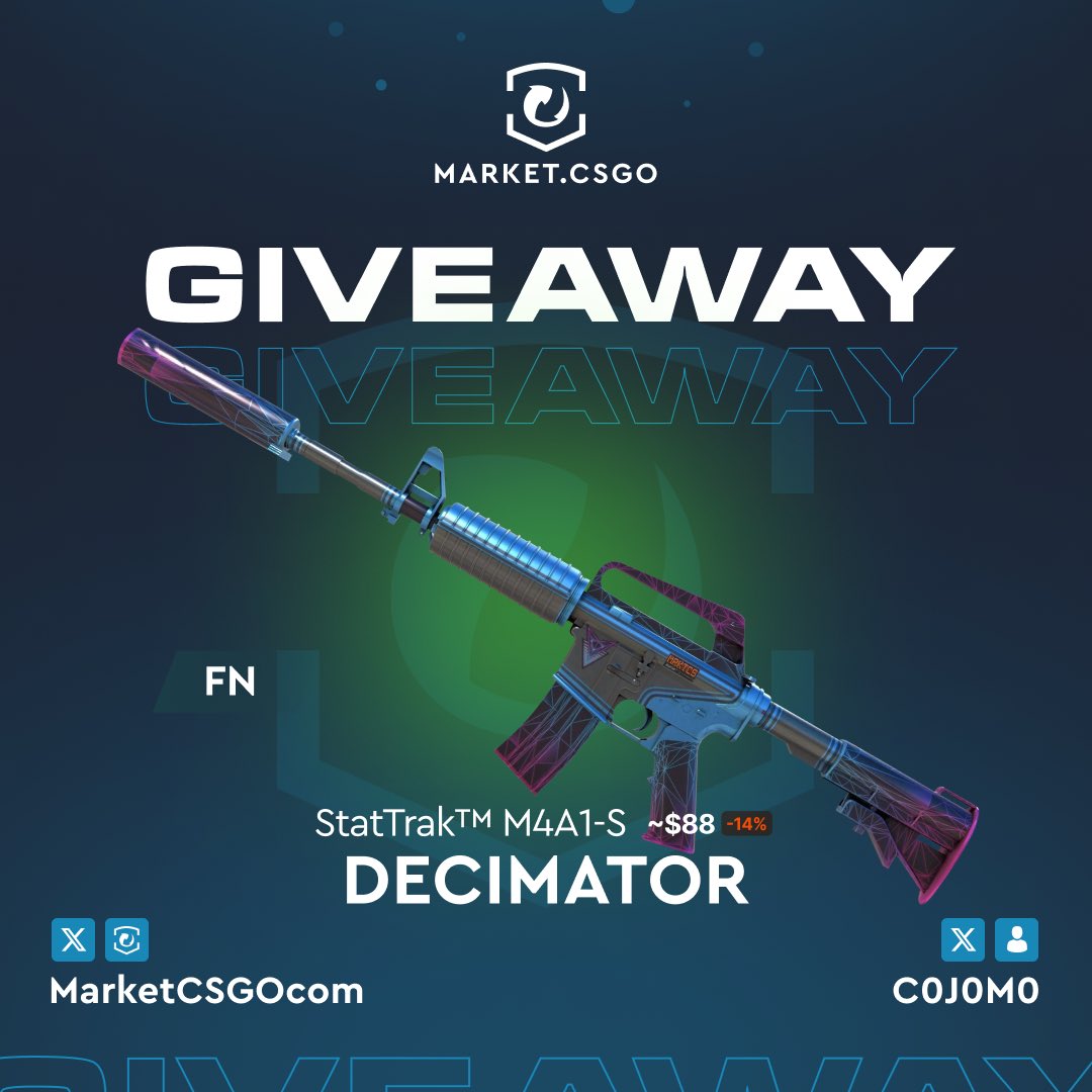 💘 Valentine’s Giveaway 💘

🎁 StatTrak| M4A1-S Decimator ($88)

➡️ TO ENTER:

✅ Follow <a href="/C0J0M0/">CoJoMo</a> &amp; <a href="/marketcsgo/"></a> 
✅ Retweet
✅ Tag 2 friends

⏰ Giveaway ends 02/21/24!

#CS2 #CS2Giveaway #CS2Giveaways