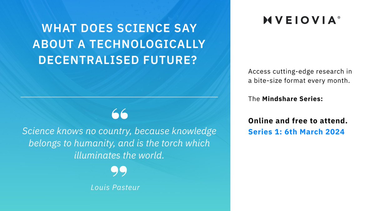 veiovia's tweet photo. Experts providing digestible summaries of cutting-edge #research in decentralised technology

#DeSci #Science #MindShareSeries
#Web3 #Blockchain https://t.co/Q4AALTudP9
