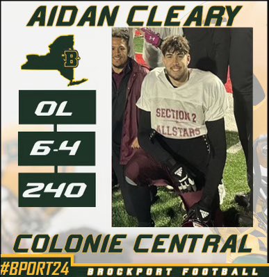 ClearyThrows's tweet photo. I’m very proud to announce my academic and athletic commitment @Brockport. I want to thank my family, friends, and all the coaches who’ve helped me to be the person I am today.@Coach_Potter @coachmangone @coachmfox1 @Colonie_FB @SC_Raiders https://t.co/sg2tWa1KaZ