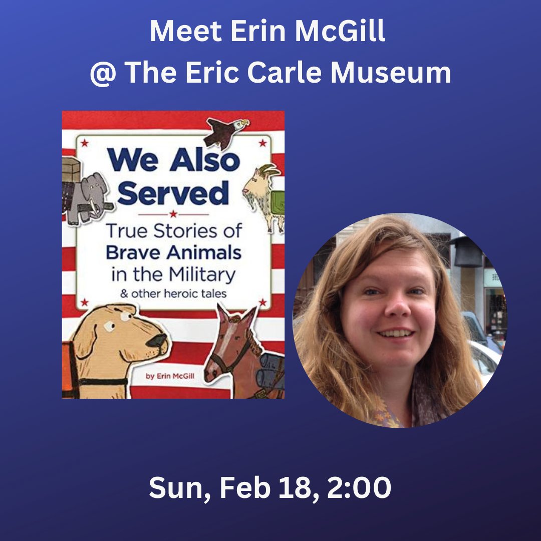 @CarleMuseum hosts #author #illustrator <a href="/WallcoJr/">Erin McGill</a> for a #storytime &amp; live drawing demo re: WE ALSO SERVED (<a href="/Sourcebooks/">Sourcebooks</a>). Info: ow.ly/PJCB50QAhE4 #kidlit #childrensbooks #bookstagram #amherstma #EricCarleMuseum #CenterForTheBook <a href="/MassLibAssoc/">Massachusetts Library Association 📚</a> <a href="/mblclibraries/">MBLC</a> <a href="/NEIBAbooks/">New England Independent Booksellers Association</a>