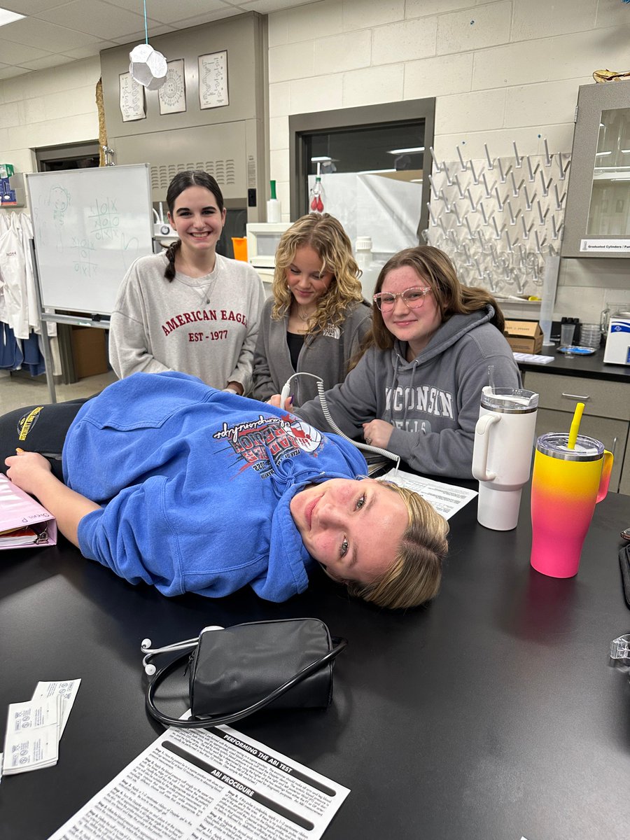 ShorelandLuthHS's tweet photo. We love sharing all the hands on learning that our students do!

Second year PLTW biomedical sciences students spent some time conducting ABI tests (ankle brachial index), which compares the blood pressure in the upper and lower limbs. Keep up the great work! https://t.co/HTcOAjTElA
