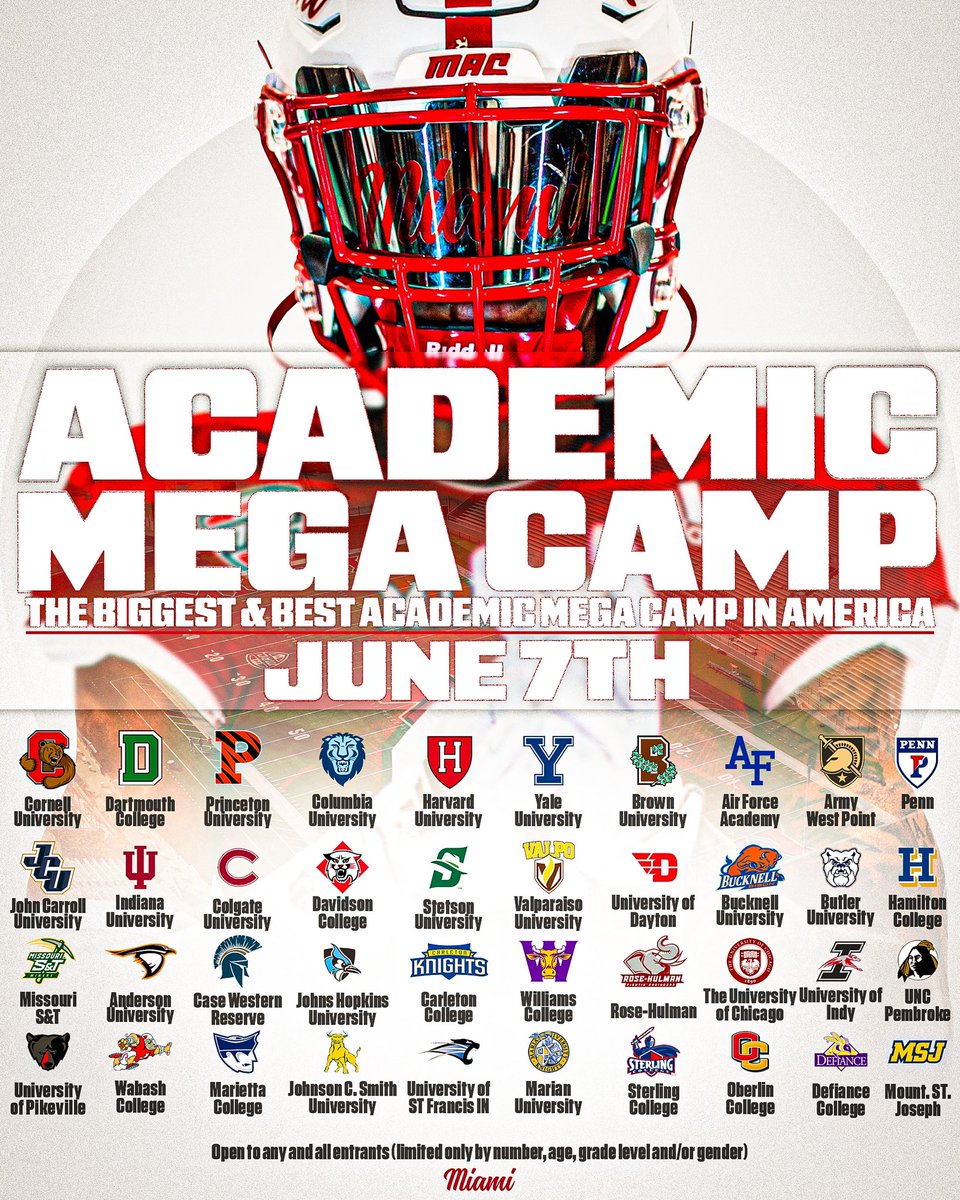 Thankful to be invited to the academic mega camp <a href="/MiamiOHFootball/">Miami Football</a> <a href="/SouthMeckSabres/">South Meck Football</a>