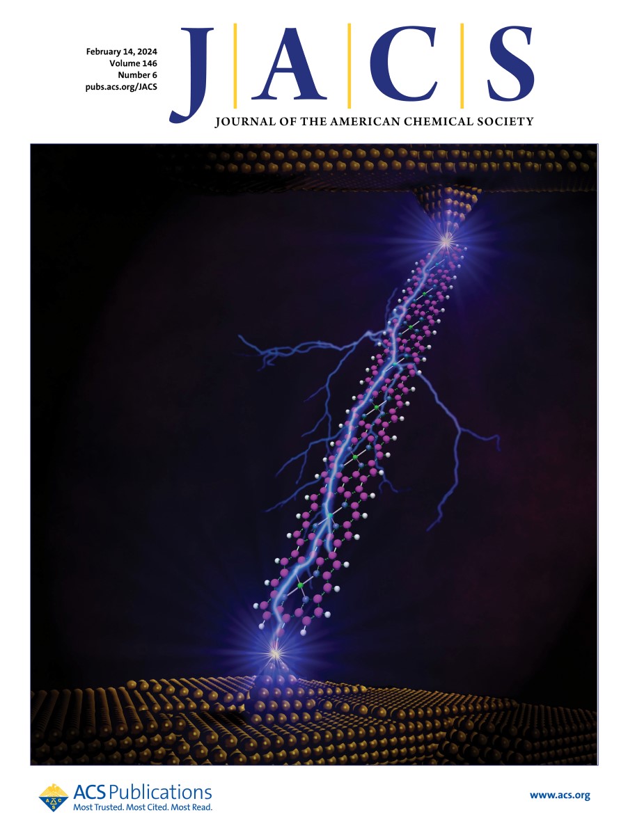 The latest issue of JACS is live! On the cover this week: 'Ballistic Conductance through Porphyrin Nanoribbons'. @IMDEA_Nano @edmund_leary @HLAGroupOx @OxfordChemistry Read the full open access article here ➡️ go.acs.org/834