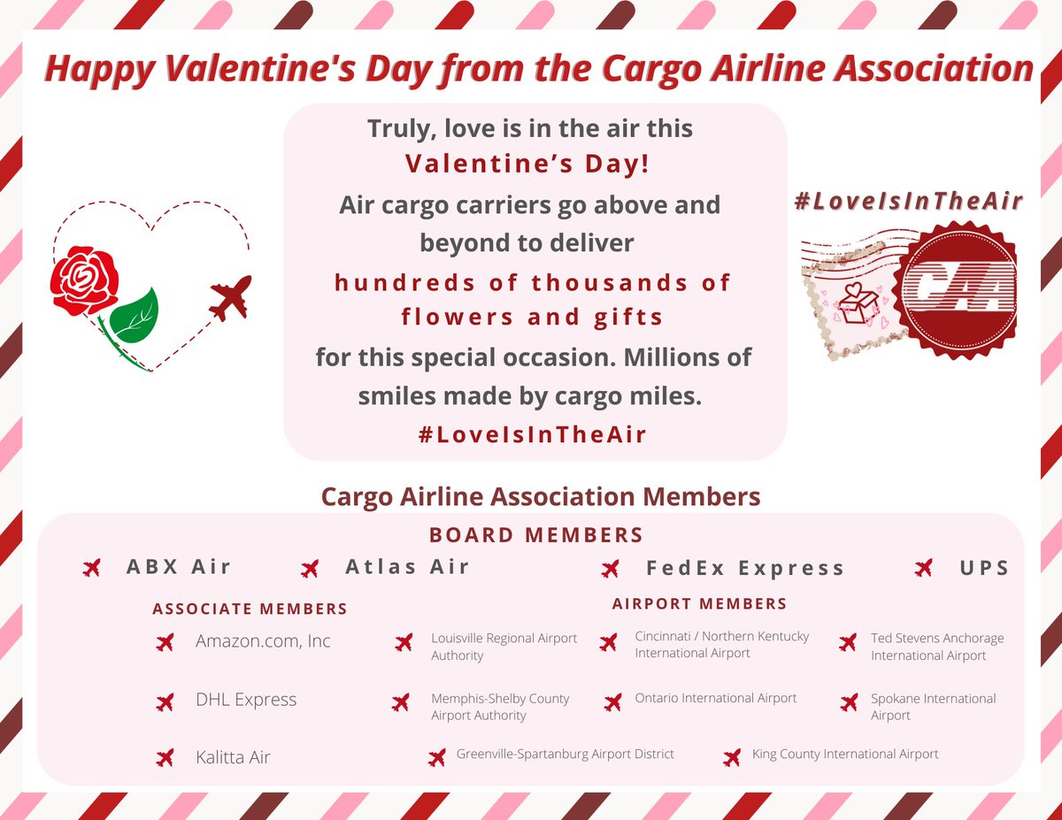 Roses  are red, violets are blue, did you know that air cargo makes #ValentinesDay2024 special for you? Happy #ValentinesDay2024 from CAA and our air cargo members! #LoveIsInTheAir today!🌹✈️📦