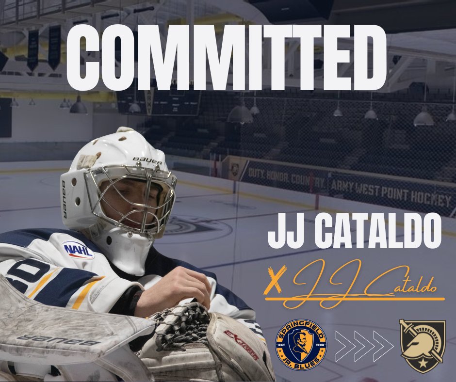 🚨COMMITTED🚨

Jr. Blues goaltender JJ Cataldo has announced his commitment to play NCAA Division 1 Hockey at <a href="/ArmyWP_Hockey/">Army Hockey</a> next season!