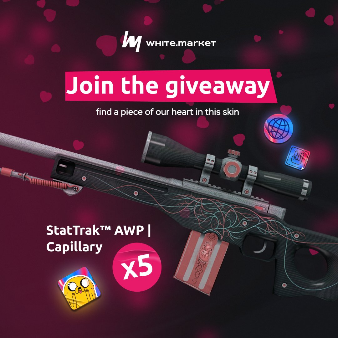 Find a piece of our heart in Valentine's Giveaway! 🎁 

How to enter:
✅ Follow <a href="/whitemarketcsgo/">CS2 white.market</a>
🔁 Repost this post
🤪 Tag two friends in comments

5️⃣ winners will be announced on the 16th of February, GL HF!💪