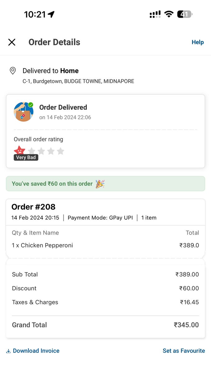 gairick's tweet photo. @dominos_india Not delivering order even after 2 hrs. Very ill behaved girl answering phone calls and only says will take more time. Had to pickup the order after 2 hrs. Completely cold pizza handed over. Avoid #dominos_india at any cost. Even their helplines r not working. https://t.co/iik2WCi6zI