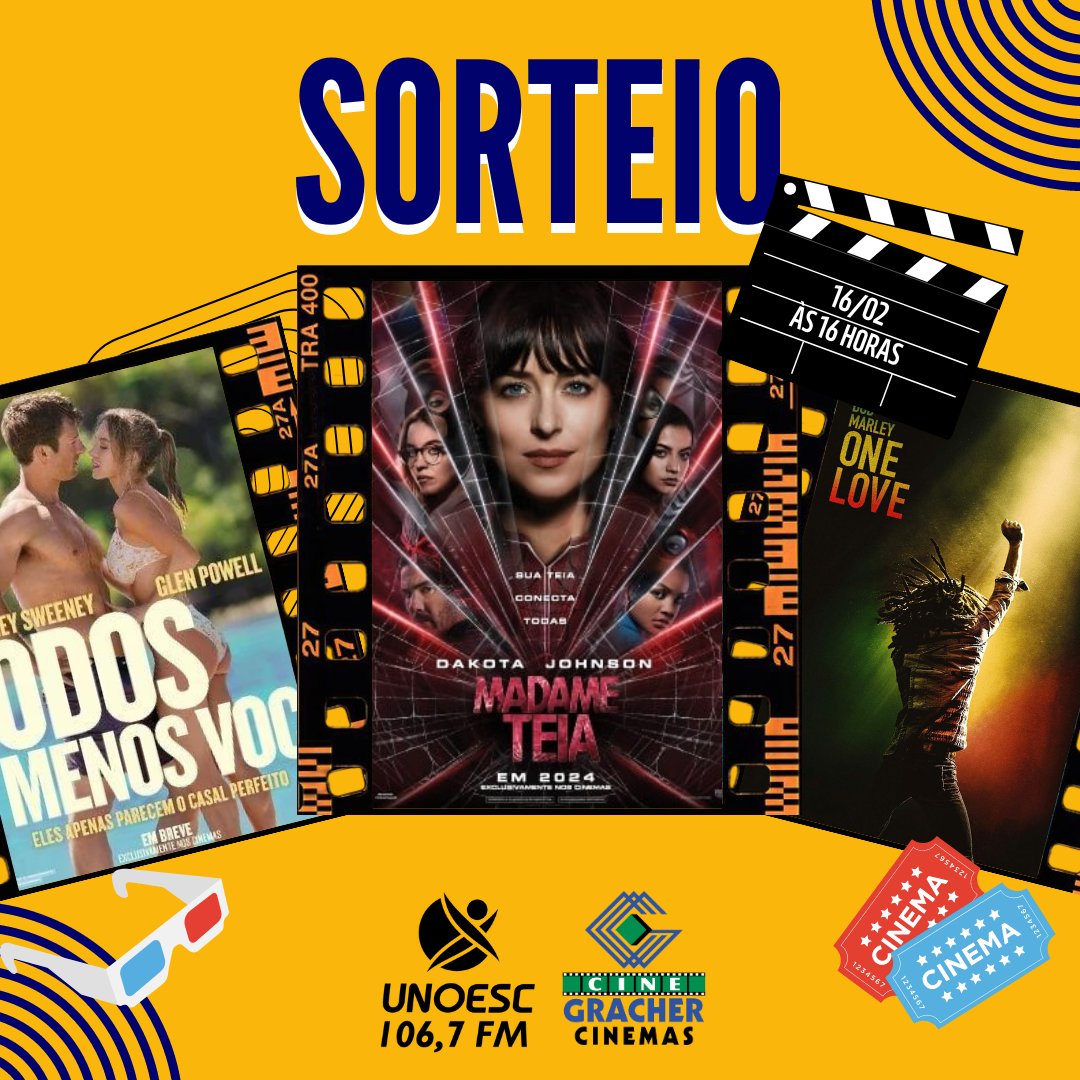 unoescfm's tweet photo. Já voltamos no pique com sorteio pra você pegar um cineminha na faixa! Não perca, clica aqui e participa: https://t.co/ETP3doAMxC https://t.co/KJnjsMQJoa
