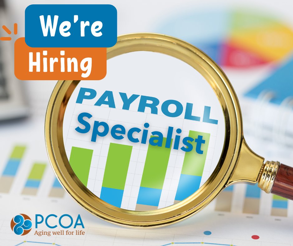 PCOAging's tweet image. We are hiring a Payroll Specialist! This position is responsible for all in-house payroll-related duties, tax reporting, monitoring, and reconciling benefit liability accounts in the general ledger. To learn more and apply, visit pcoa.org/careers/payrol…
