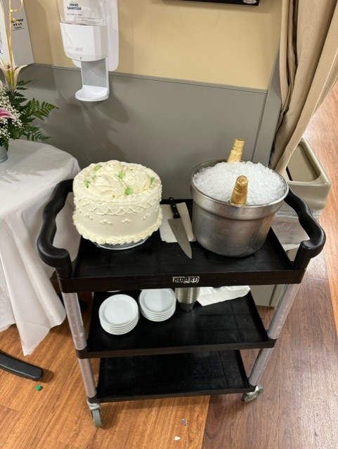 A touching story unfolded in the MICU. ❤ A patient's daughter wished to get married with her father before he passed away. Sodexo Patient Experience Manager, Jerri Sosebee, made it happen by providing a beautiful cake, sparkling grape juice, and all the necessary details.