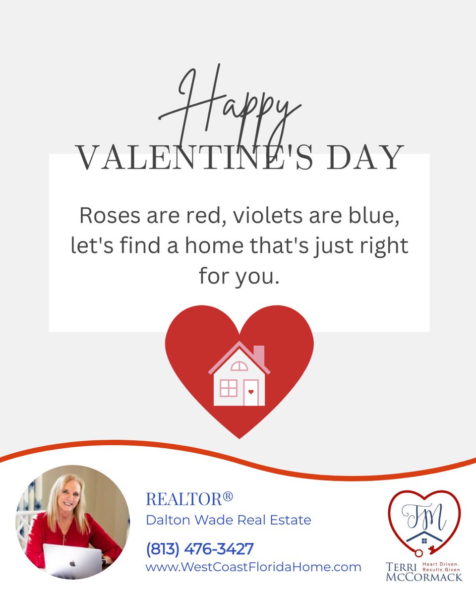 TerriSellsFL's tweet photo. This Valentine's Day, let's commit to finding you the perfect home. 

Together, we'll navigate the real estate market with care and dedication, ensuring your dream home becomes a reality.

#taxday2023 https://t.co/AWnHxEB2dg