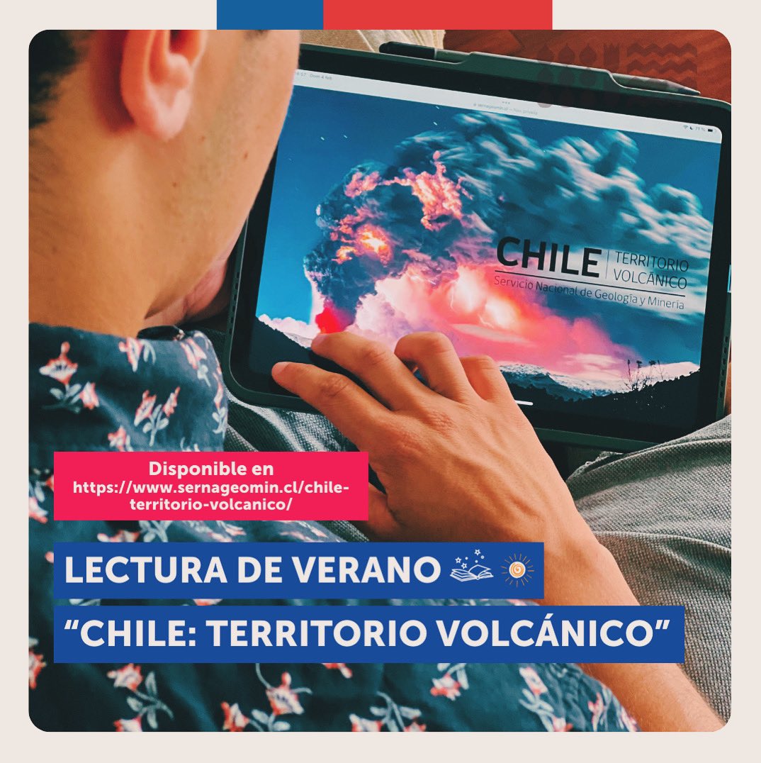 sernageomincl's tweet photo. ¿Aprendamos más sobre volcanes chilenos?. 
El verano es la época perfecta para leer y por eso queremos compartir con ustedes nuestro conocimiento geológico a través del libro “Chile: Territorio Volcánico”. 
Descárguenlo de manera gratuita en el link: https://t.co/Qhr9NKFJGe https://t.co/dmgqwUuNRW